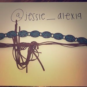 brown and blue cowgirl belt.